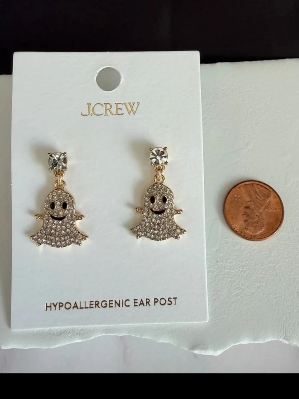 NWT J. Crew Factory Pave Crystal Ghost Drop Earrings